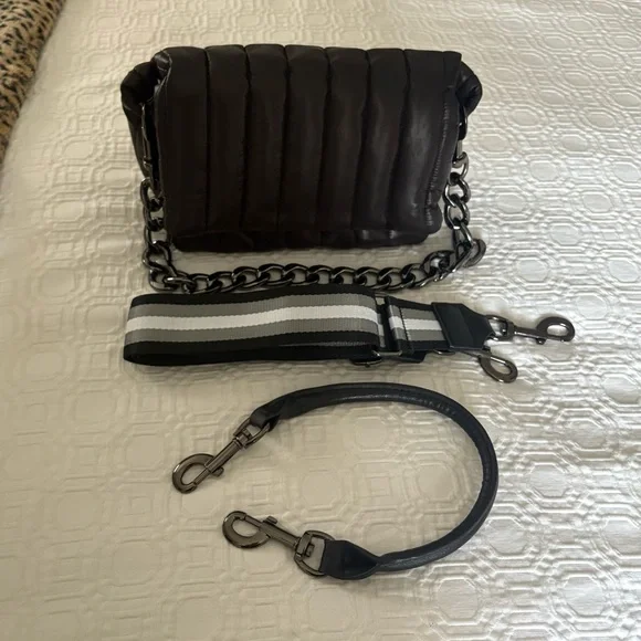 THINK ROYLN Shiny Black Quilted Crossbody Bag - Picture 7 of 7